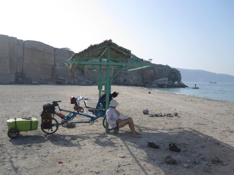 <p style="text-align:center;"><span style="font-size:11px; color:#404040;">Bassa Beach near Khasab and a much needed swim</span></p>