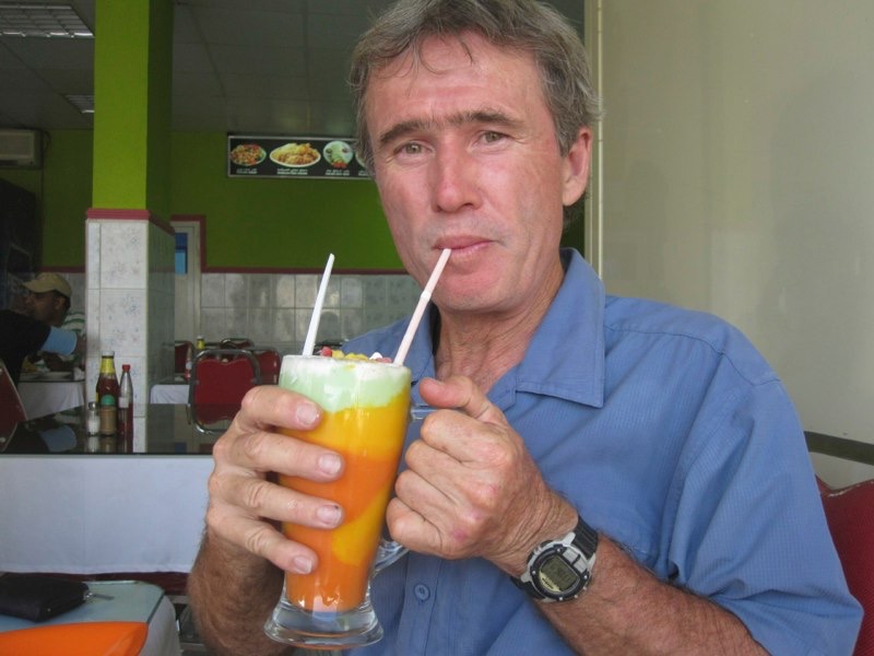 <p style="text-align:center;"><span style="font-size:11px; color:#404040;">Gary enjoying one of many fruit concoctions <br /></span></p>