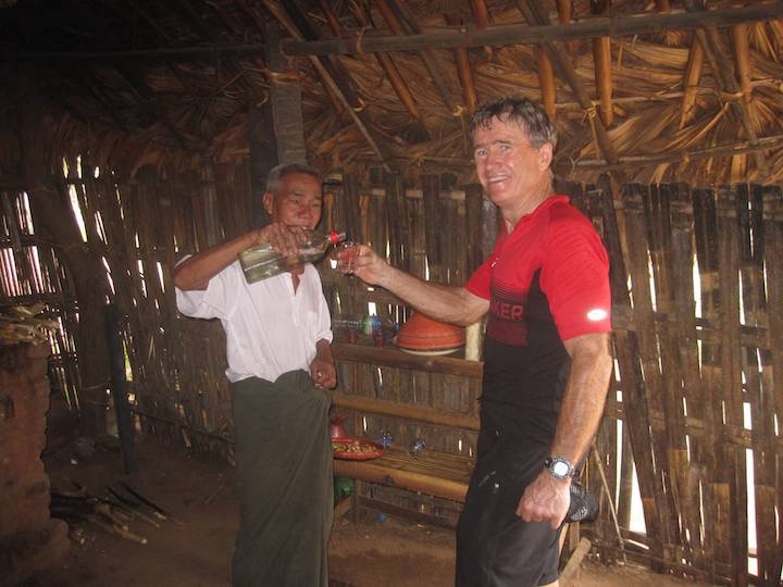 Gary trying some delicious distilled palm sugar spirits right at the distillery.