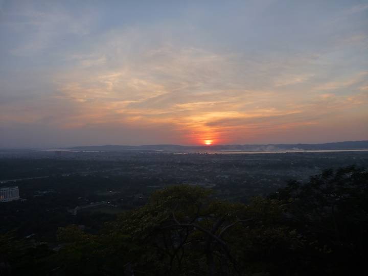 Sunset over the Irrawaddy Valley from Mandalay Hill.