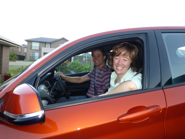 Baking out the driveway: 1st February First day they both went to work in the New car.